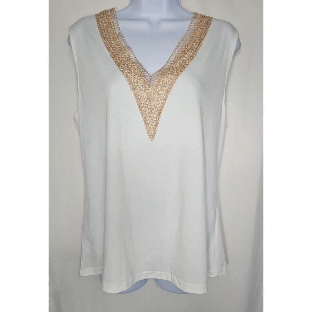 Saukole Women's Lightweight White Pullover Sleeveless Blouse Size Large -‎ NWT